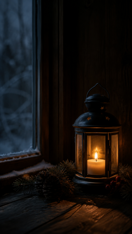 Soft candlelight in darkness, evoking the stillness and ritual of the As the Light Changes seasonal gatherings